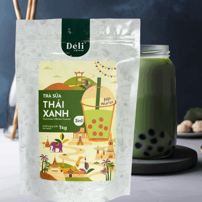 Bột trà sữa thái xanh 3in1 Déli - 1kg (25 ly)