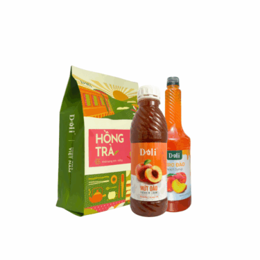 Combo Trà Đào [Hồng trà 400gr + Siro đào 1lít + Mứt đào 1lít Déli]