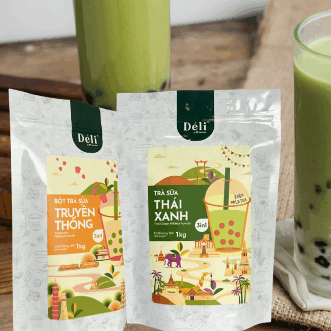 Combo Bột trà sữa thái xanh 1Kg + truyền thống 3in1 1Kg Déli - Hình ảnh 5
