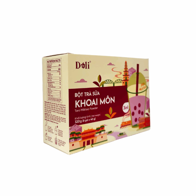 Bột Trà Sữa Khoai Môn 3in1 Déli - 320Gr (Hộp/8 gói) - Image 2
