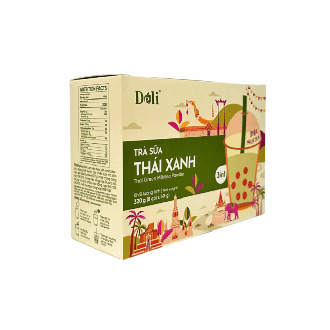 Bột Trà Sữa Thái Xanh 3in1 Déli - 320Gr (Hộp/8 gói) - Hình ảnh 2