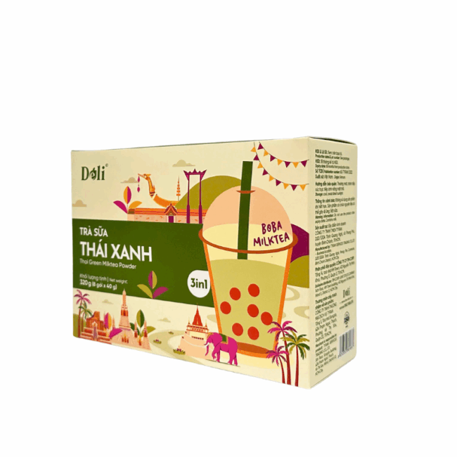 Bột Trà Sữa Thái Xanh 3in1 Déli - 320Gr (Hộp/8 gói) - Hình ảnh 3