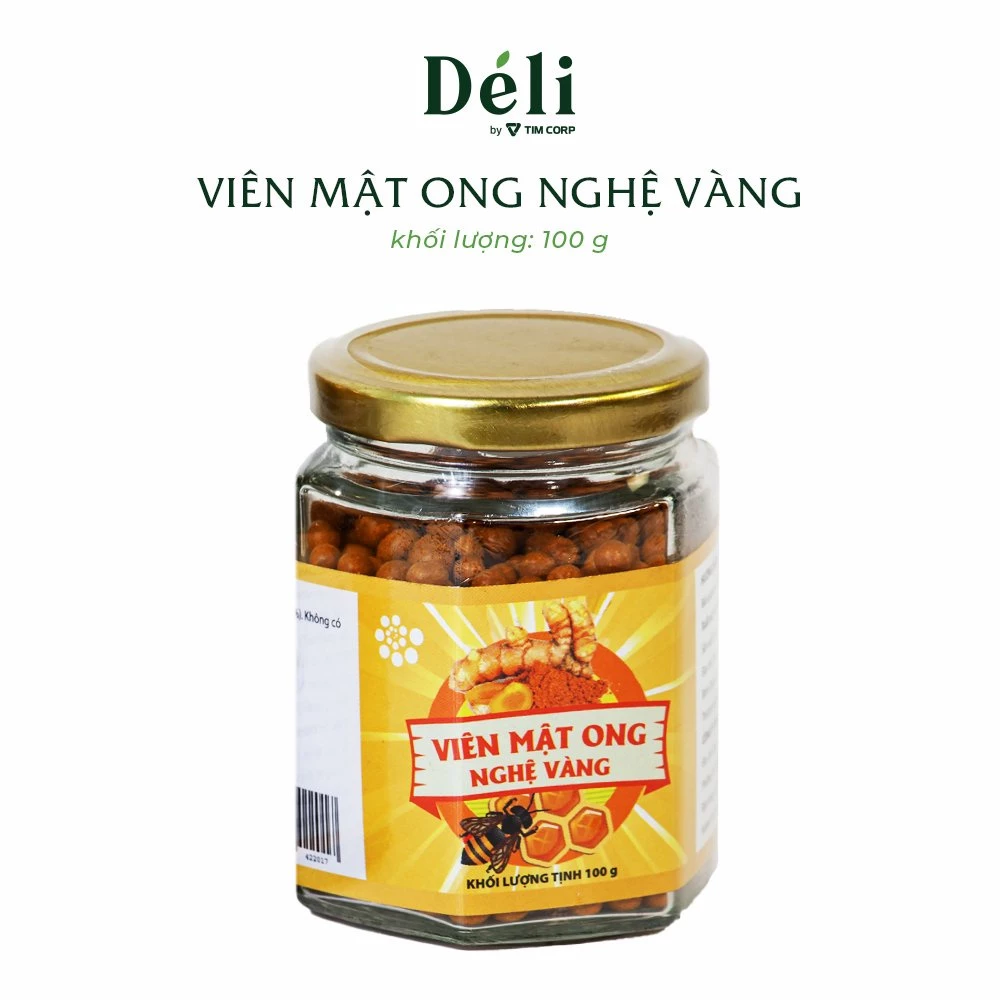 Viên mật ong nghệ vàng Tyran - Hủ thủy tinh 100gr