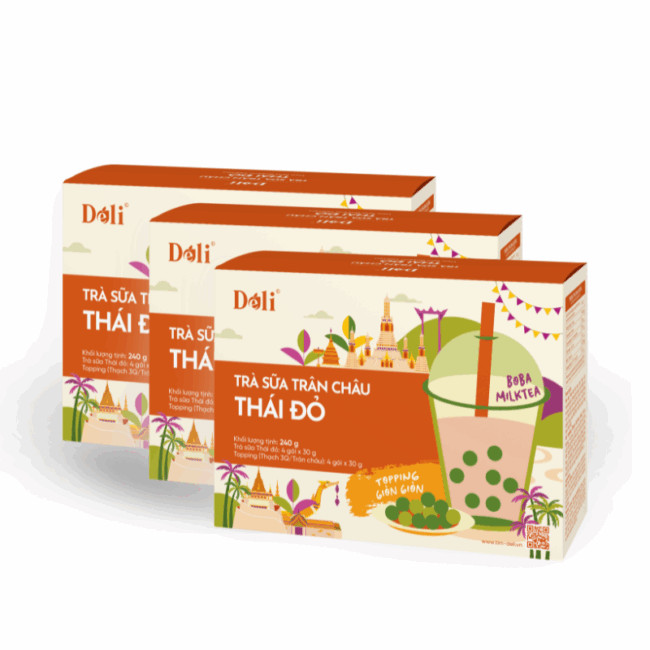 Hộp Trà Sữa Trân Châu Thái Đỏ Déli 3in1 - Hình ảnh 2