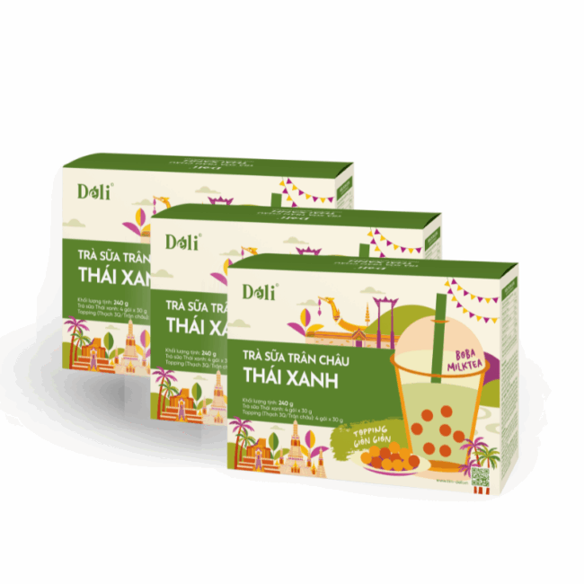 Hộp Trà Sữa Trân Châu Thái Xanh Déli 3in1 - Hình ảnh 3