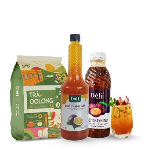 Combo Trà Chanh Dây [Trà Olong 500gr+ Mứt chanh dây 1L+ Siro chanh dây 1Lit Déli]